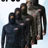 Men’s 5-Pack Camo Set - UPF 50+ Elastane Twill Slim Fit Hooded Breathable Sports Tops, Quick-Dry Fabric, Long Sleeve, Full Face Neck Mask, Thumb Holes, American Flag Print, Cool, Unisex for Fishing, Boating, Hiking,outdoorfun