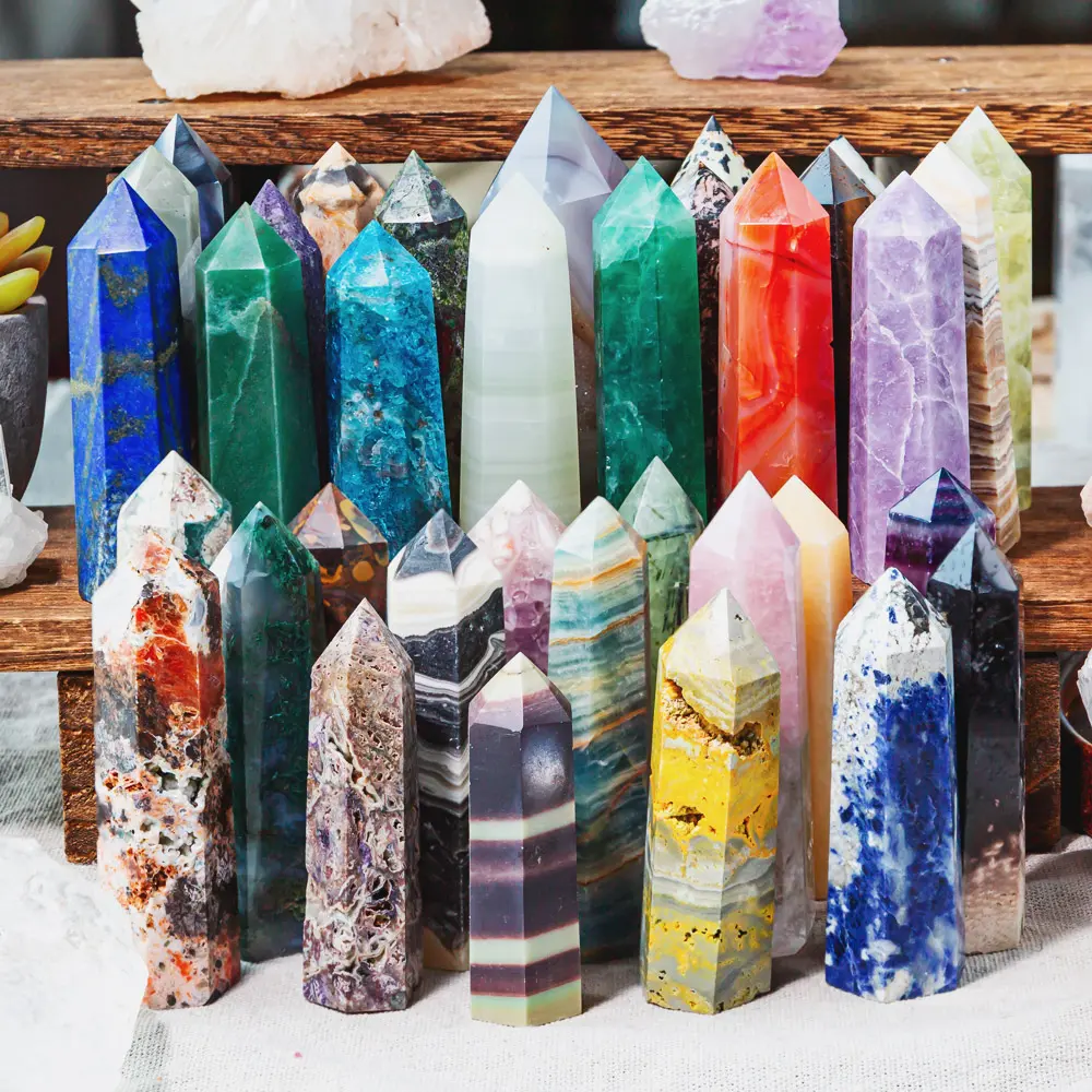 Natural Crystal Tower Collection  | Hand-Carved 6-Facet Towers – Collect Them All!
