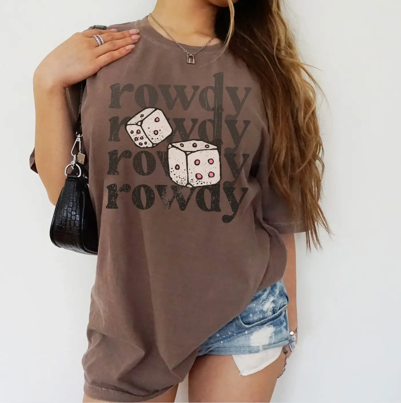 Rowdy Dice Lucky Gambling Retro Tshirt, Country Western Style Graphic Tee, Cowgirl Clothing Stuff, Tops Outfits Fashion Shirts for Womenwear