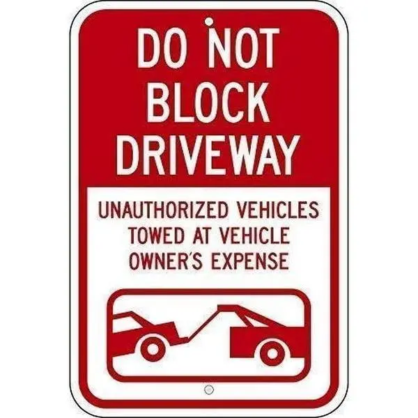 "Do Not Block Driveway - Vehicle Towed Graphic Metal Sign, 8x12in Home Decor Hanging Signage, Gift for Home Supplies Plaques & Signs"