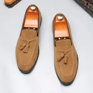 Men's British Style Slip-On Loafers with Tassels – Casual Leather Shoes