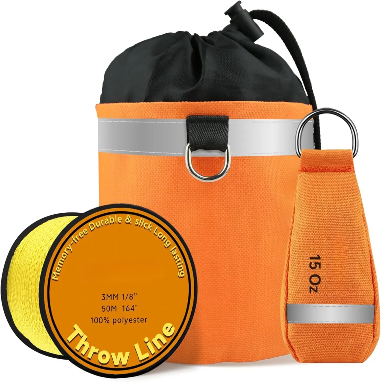 Arborist Throw Line Kit: Ultra Slick Throw Rope & 11/15Oz 900D Throw Weight with Reflective Storage Bag, Arborist Equipment for Tree Work, Climbing, Trimming, High Limb Rigging