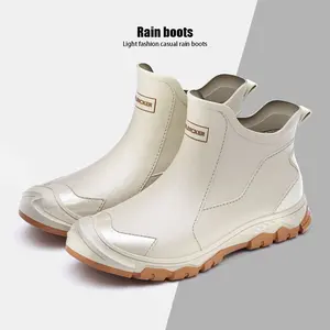 Women's Solid Color Rain Boots Work shoes，Waterproof Round Toe With Slip-Resistant Outsole For