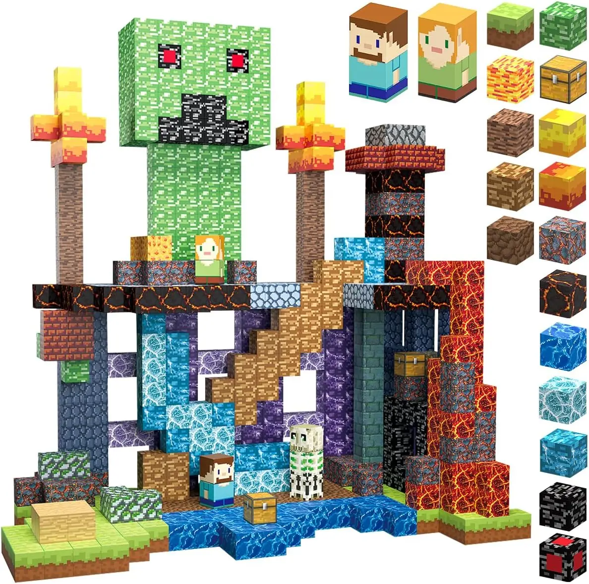 Buy one, get one free (same item) Magnetic Blocks with Light Blocks - Magnet Tiles Toys for Kids,Magnetic Building Blocks Cubes, STEM Montessori Educational Toys for Kids,Stacking Magnets for Kids, Birthday Gifts for Boys and Girls Age 3+ Years Old