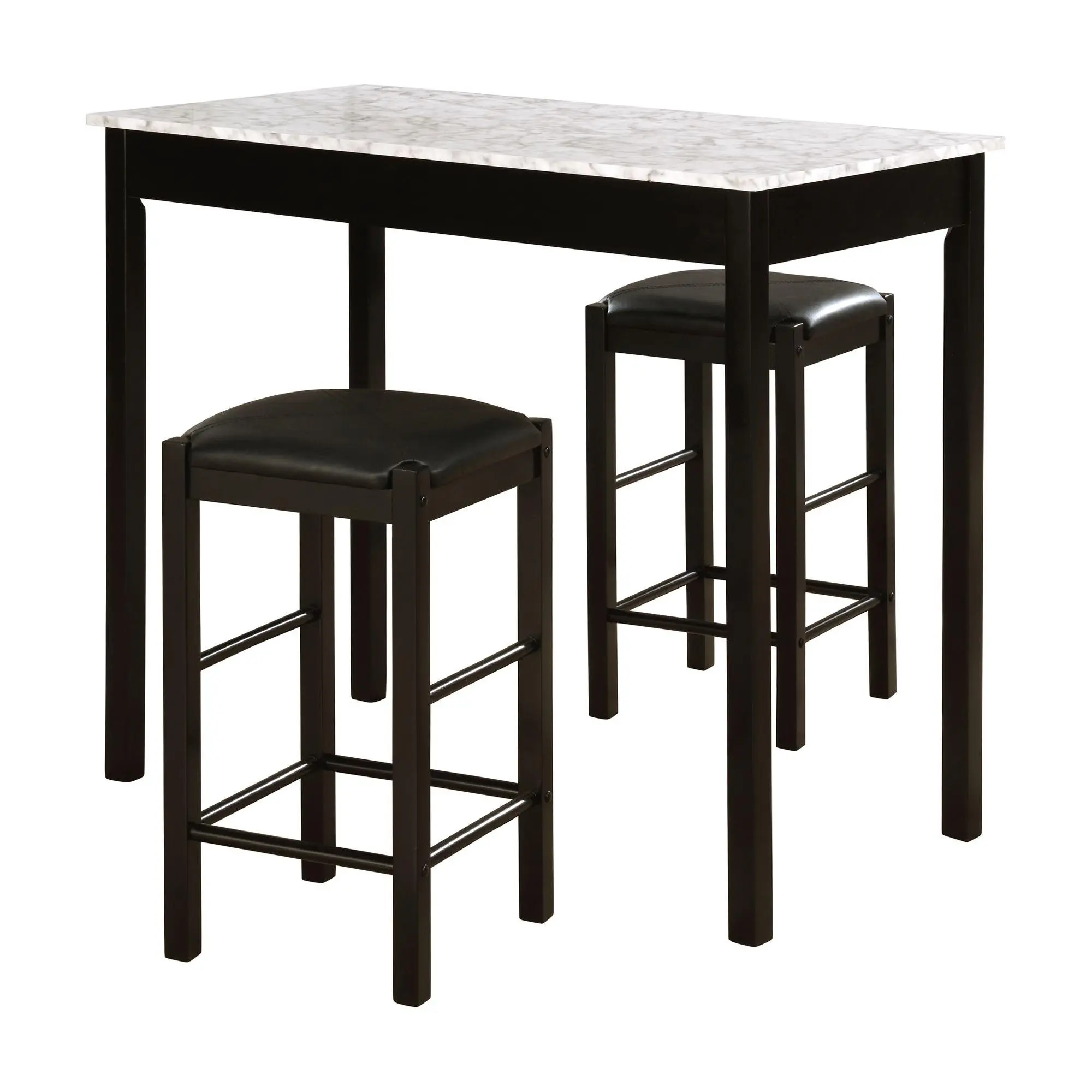 Linon Home York 3 Piece Faux Marble Tavern Kitc hen Table Set