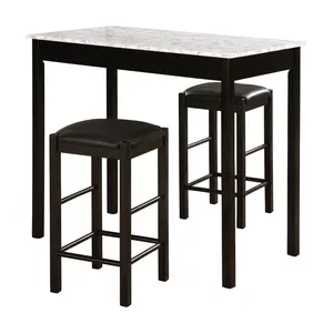 Linon Home York 3 Piece Faux Marble Tavern Kitc hen Table Set