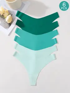 6PCS Valentine's Day Hipster Seamless Thongs, Comfortable Fit Sexy Lingerie Lace Thongs for Women, Low-Waist Thong Panties All Seasons