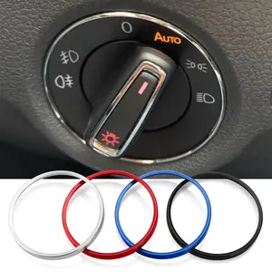 Car Headlight Switch Decorative Frame Trim Ring Sticker Car Interior Decor Fit for Volkswagen VW Golf Jett MK5 MK6 Passat B6 B7 CC Touran Tiguan