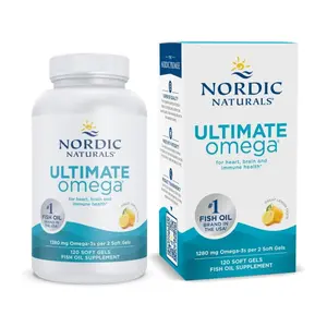Nordic Naturals Ultimate Omega, Lemon Flavor - 120 Soft Gels - 1280 mg Omega-3 - High-Potency Fish Oil Supplement with EPA & DHA - Promotes Brain & Heart Health - Non-GMO - 60 Servings