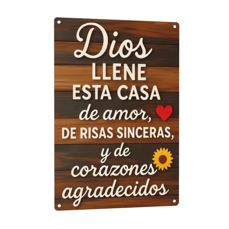 8×12in "Bless This Home" Spanish Aluminium Sign, Vintage Home faith blessing , Suitable for garden, porch, patio, home decor, bar cafe, Office, Kitchen decor, birthday gifts