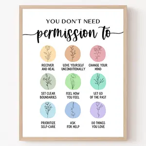 Inspirational Mental Health Wall Art Set, 8x10 Inch Unframed Paper Flip Charts, School Counselor Office Decor, Social Worker Therapy Posters, Psychologist CBT Tools, Self Care & Empowerment Prints