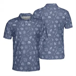 Men's Premium Performance Casual Golf Polo Shirt - Classic Monogram Pattern, Breathable Quick-Dry Fabric Sport Top
