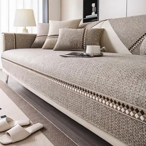 Solid Color Non-slip Elastic Sofa Slipcover Washable Universal Couch Protector for Living Room Bedroom