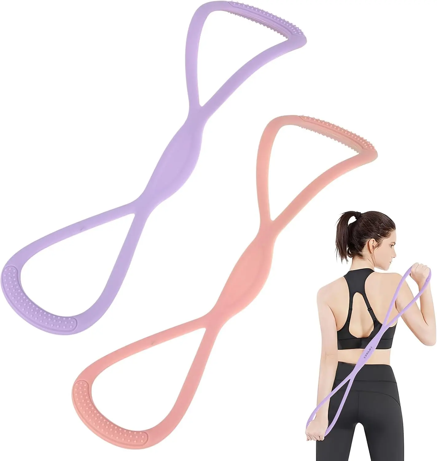 Resistance Bands Figure 8 Exercise Bands，Arm Band for Home Exercise， chest expander and yoga gym workout pulling rope，Ergonomic and Portable Tool for Resistance Band Workouts
