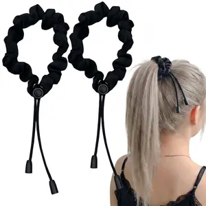 2 Pcs Adjust Satin  Scrunchies for Women Girls, Adjustable  Ties Soft Than Silk for 4c Girlie Thick Curly Natural , Easy to Use  Accessories for Afro Puff Loc Ponytails hair