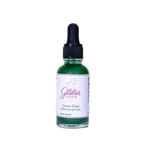 Green Edible Glitter For Drinks - Perfect for Cocktails & Mocktails - 1 ounce Glass Dropper with Liquid Glitter
