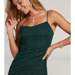 Glitzy Moves Wrap-Front Glitter Knit Mini Dress