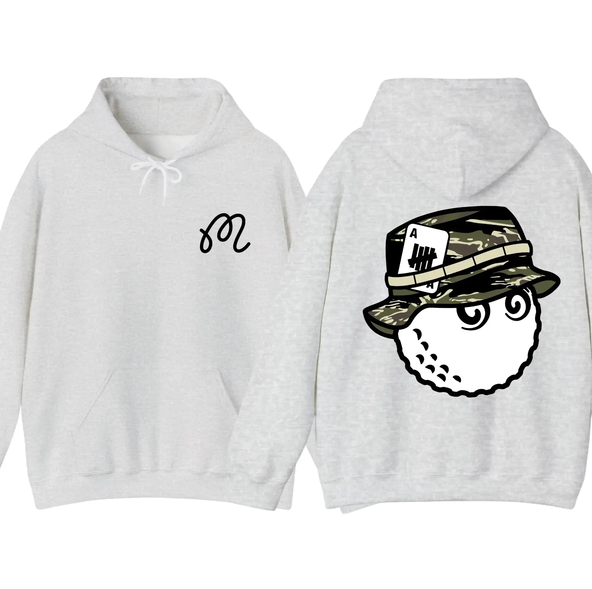 Vintage Golf Bucket Character 2-Sided Hoodie – Unisex Streetwear Pullover, Cozy Casual Hoodie for Golf Lovers