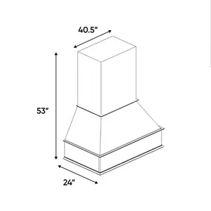 RTA - Liberty Shaker Black - Chimney Hood - 40.5"W x 53"H x 24"D - LSBK-CH42