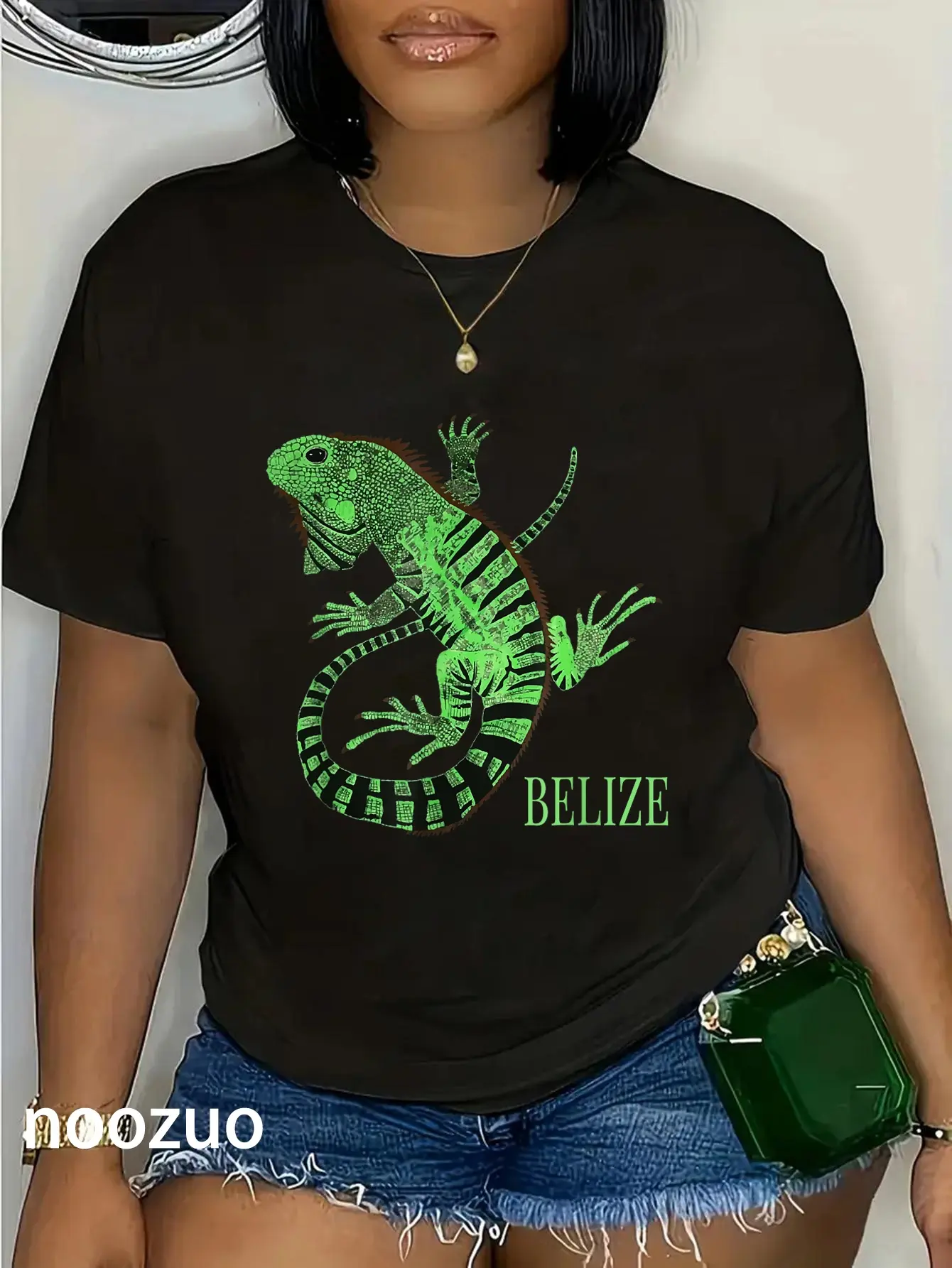 Belize Graphic Print T-Shirt for Women, Vintage Distressed Streetwear Style, 100% Cotton Round Neck Short Sleeve Beach Souvenir, Tshirt, Wide Range Of Sizes, Lady