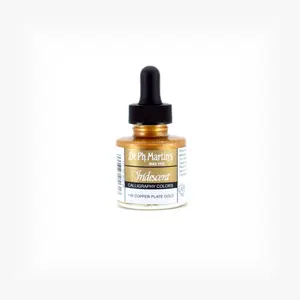Dr. Ph. Martin's Iridescent Calligraphy Color (11R) Ink Bottle, 1.0 US fl oz, Copper Plate Gold, 1 Bottle
