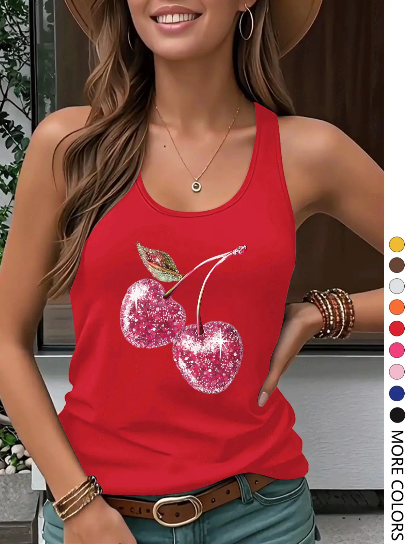 womens cherry tank too - TikTok Shop