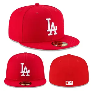 Red Los Angeles Dodgers New Era 59FIFTY Fitted Baseball Cap – Flat Brim Baseball Hat, White Embroidered LA Logo, Premium MLB Streetwear Style
