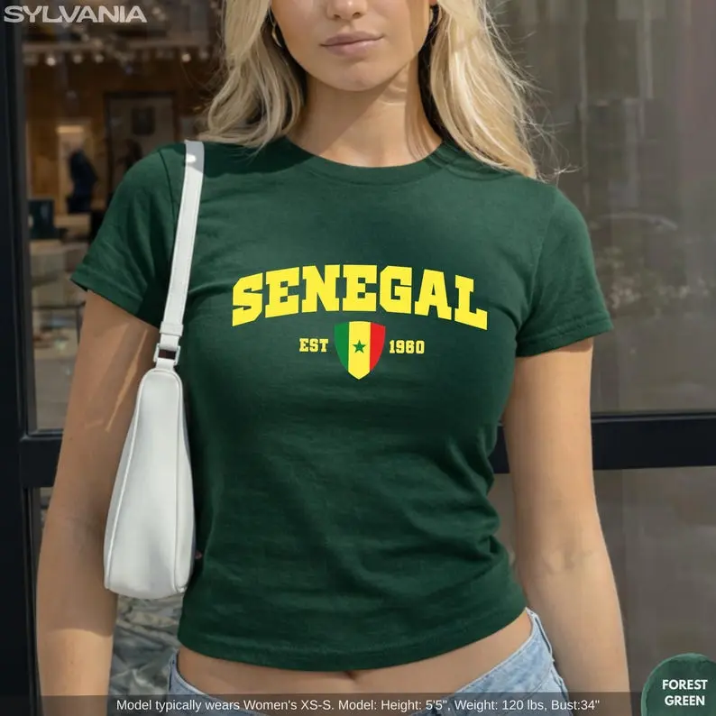 Senegal Baby Tee, Senegal Flag Graphic Top, Heritage Pride Women's Shirt