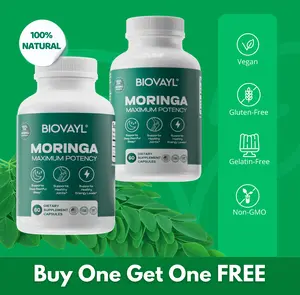 2 x Biovayl Moringa Capsules (800mg) 100% Pure Anti Inflammatory, Supporting Gut and Brain Health