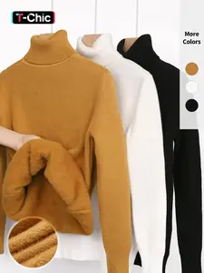 3-piece High Neck Solid Sweater Set - Ultra-relaxed Fit for Casual Occasions, Long Sleeve Design for Extra Warmth, Perfect for Chilly Fall and Winter Days - Exclusively Designed for Womens Clothing