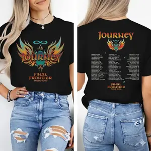 Journey Final Frontier Tour 2026 Comfort Colors Shirt, Retro Rock Band T-Shirt, Vintage 80s Music Aesthetic Gifts for Family, Casual Daily Wear Tee For Men & Women, Apparel Made In The USA