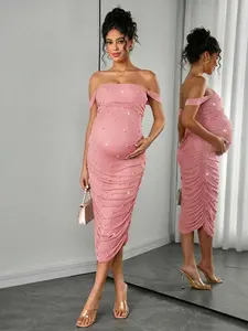 LAFERLIN Luxury Evening Wedding Guest Faux Pearl Apricot Mother To Be Piece Night Luxe