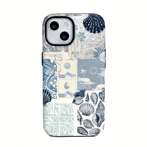 Phone Case: One Coastal Life Sea Blue Ocean Shell Two-In-One Film Case - A Sturdy, Dual-Layered Case Designed to Withstand Drops, for iPhone 17/16/15/14/13/12/11/ProMax/Air/Plus, Samsung Galaxy S series