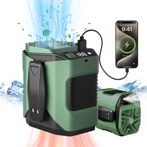 PADOX Upgrade Personal Portable Waist Clip Fan,Rechargeable 5000mAh Battery Power bank,10 Speeds 5300RPM Strong Airflow, LED Light, up to 8H of Working Time,Hands-Free Hanging Neck Fan,Wearable Belt Fan for Camping,Outdoor, Jobsite,Farms,Traveling,Fishing