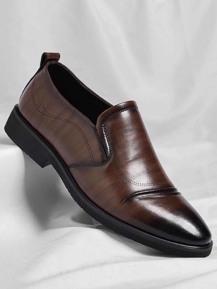 Men’s Classic Faux Leather Slip-On Ankle Dress Loafers - Business Formal Office Footwear with Rubber Sole, Wedge Design, Father’s Day Gift Option, US 10.5 (CN 45, 27.5cm Length)