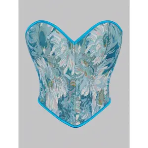 Women's Strapless Sexy Bustier Crop Top Backless Lace Up Vintage Corset Style Evening Lingerie