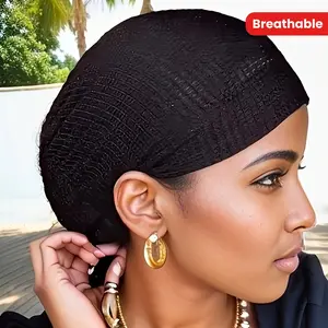 Minimalist Black Undercap Breathable Mesh Base Cap Elastic Hair Cap For Women - Easy  Carry
