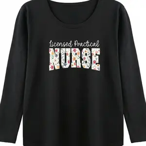 Women's Licensed Practical Nurse T-Shirt, LPN Healthcare Worker Tee, Medical Professional Graphic Crewneck, Everyday Casual Top