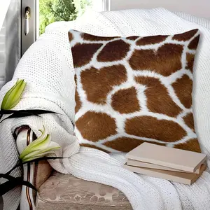 Giraffe Hide Fur Throw Pillow - Unique Digital Print in Soft, Dense Brown with Crisp White Accents, Perfect for Adding a Touch of Nature to Your Home Decor, Ideal for Sofas and Bedrooms, 45cm Square with Inner Cushion