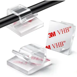 60Pcs Christmas Light Clips, Hooks for Outdoor String Lights Clips, Adhesive Cord Organizer Hooks, Sticky Wire Holder for Hanging Christmas Lights, Wall Cable, Fairy Lights (Clear, Small)