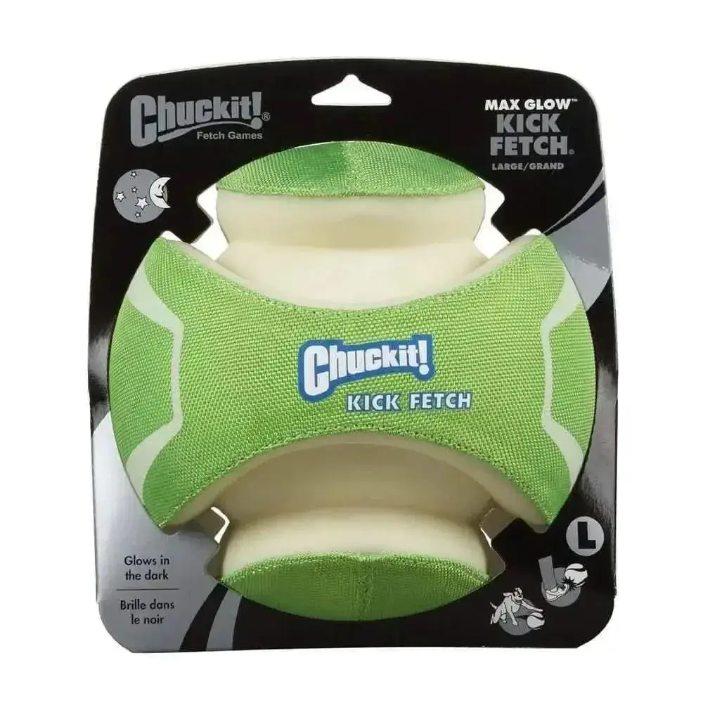 Chuckit!® Kick Fetch Max Glow Dog Toys Glow Green/White Color