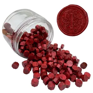 200pcs Octagon Burgundy Wax Seal Beads for Wedding Invitations Wax Seal Stamp Xmas Gift Wrapping Card Envelope Seal