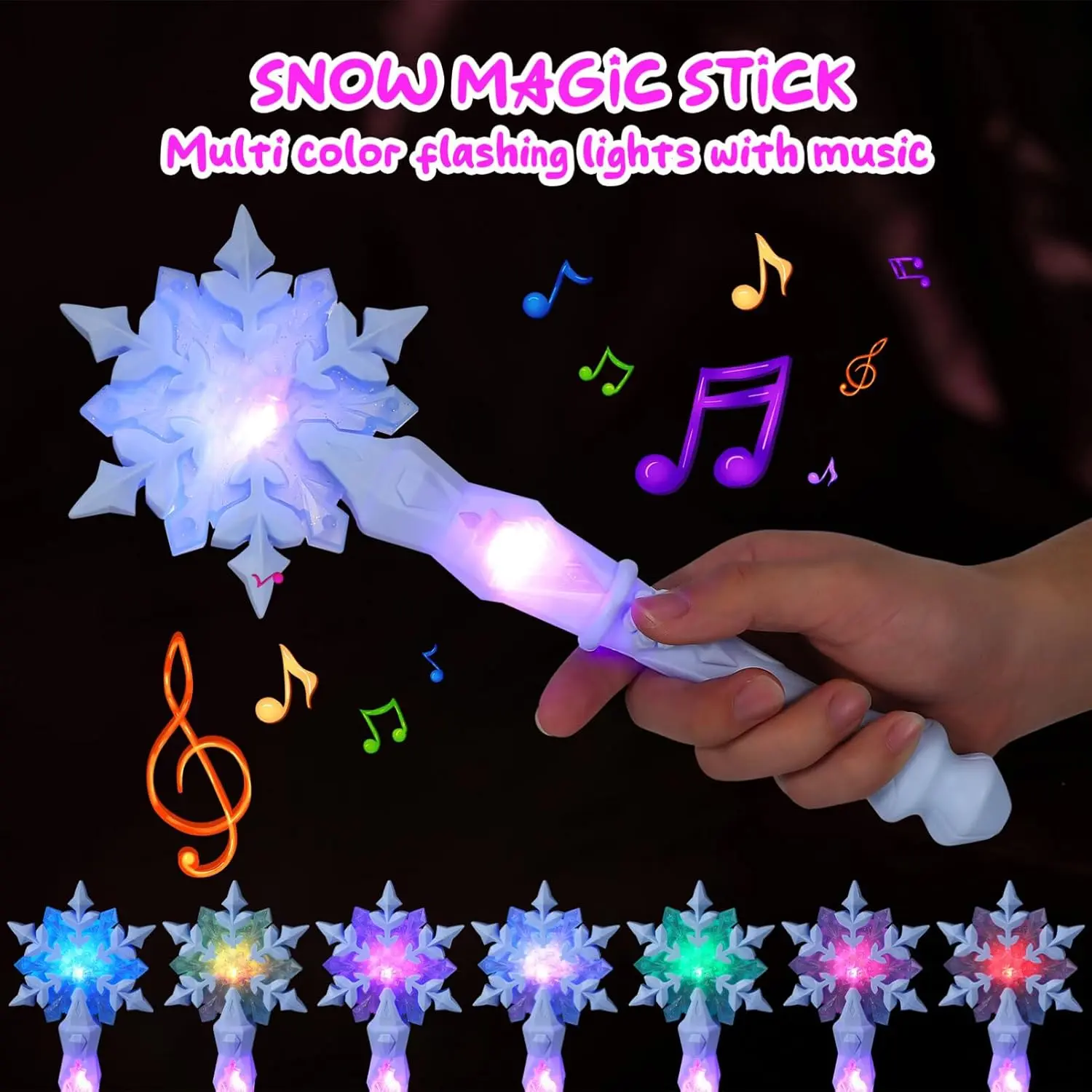 Frozen Snowflake Light-Up Wand, Motion-Sensitive Sound, Twirl it shines soft, plays magical tunes, Ideal for girls’ princess cosplay, parties, Party Favor, Party Supplies, Party Accessory, Party Event Props, great toy for ages 3+ magic wand