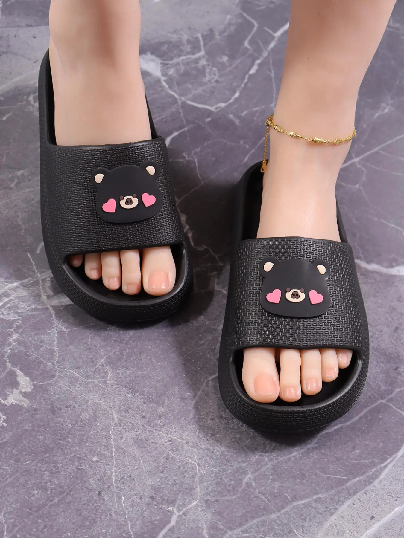 Summer 2024 Women's Cute Bear Decor House Slippers, New Trendy Soft Comfy Non-slip Slippers, All-match Chic Shoes for Women & Girls for Home Wear, Wal