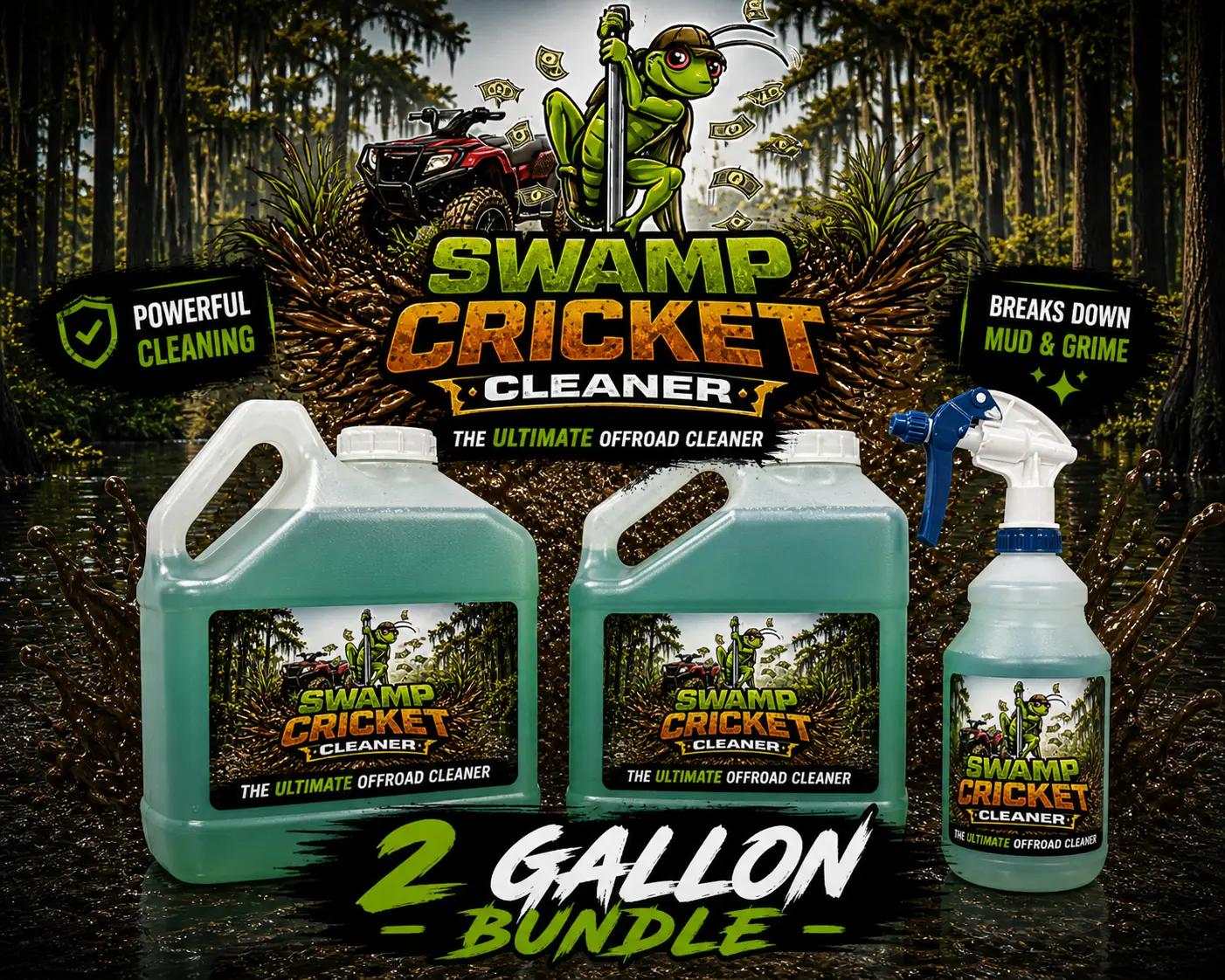 Swamp Cricket Cleaner 2- Gallon Bundle and 1-32 oz Spray Bottle!! Swamp Cricket Cleaner 2- Gallon Bundle and 1-32 oz Spray Bottle!!