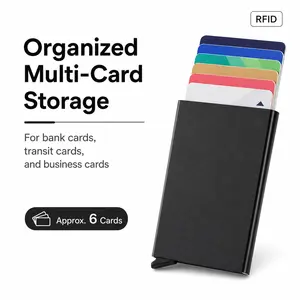 Quriov RFID Slim Aluminum Pop-Up Card Holder Wallet, Minimalist Metal Credit Card Case for Men and Women, Pocket Card Organizer
