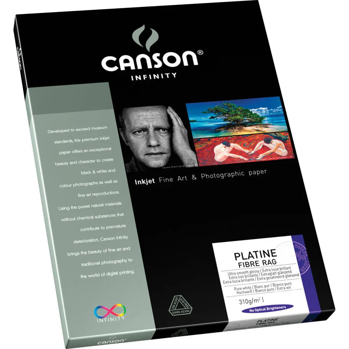 Canson Infinity Platine Fiber Rag Smooth Satin Inkjet Printer Paper, 310 gsm Weight, 15.6mil, 13x19in, 25 Sheets, High-Quality Art Supply for Printing