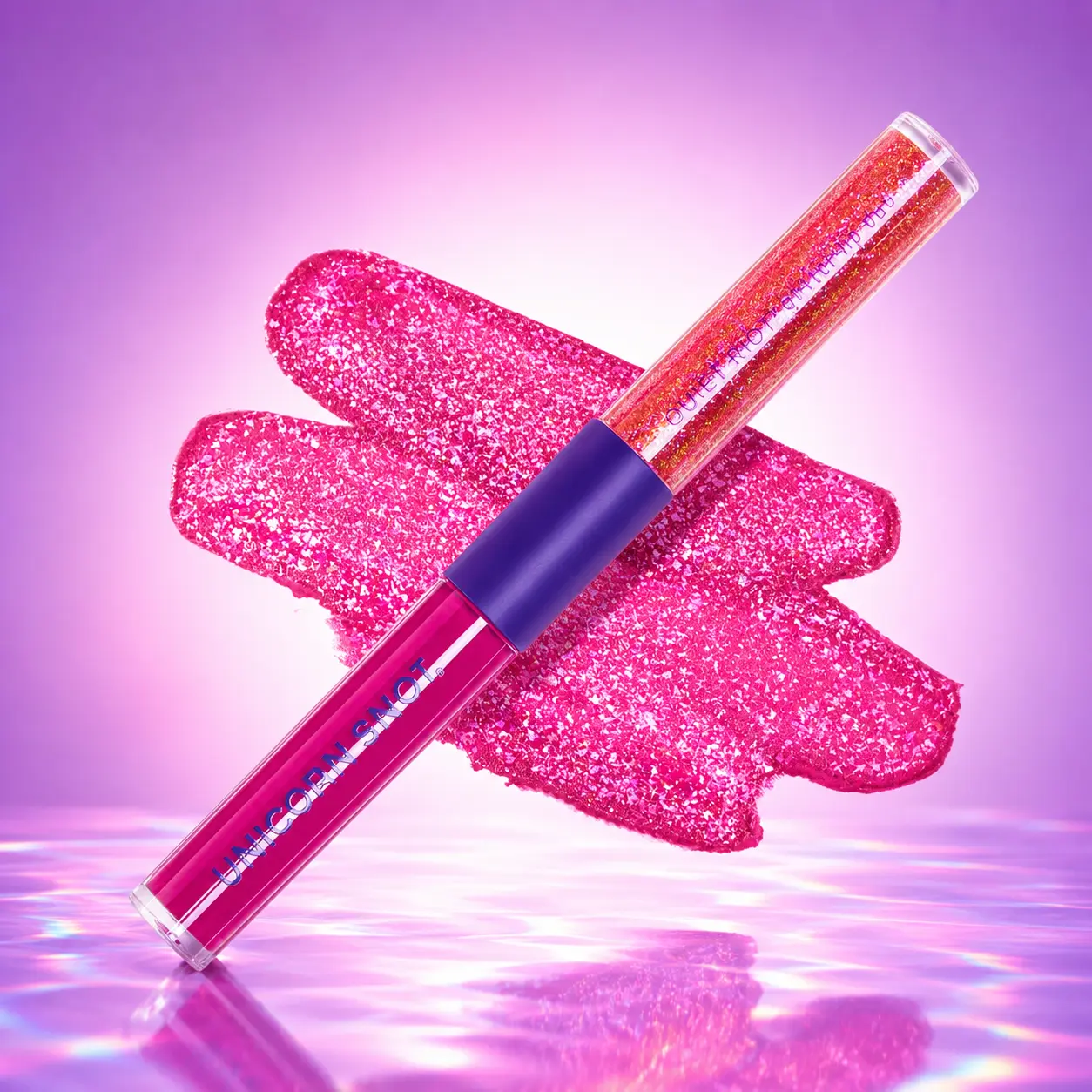 Unicorn Snot Quiet Riot 2-in-1 Glitter Lip Duo – Creamy Matte Lipstick & Duochrome Gloss Set, Plastic-Free Glitter, Vegan