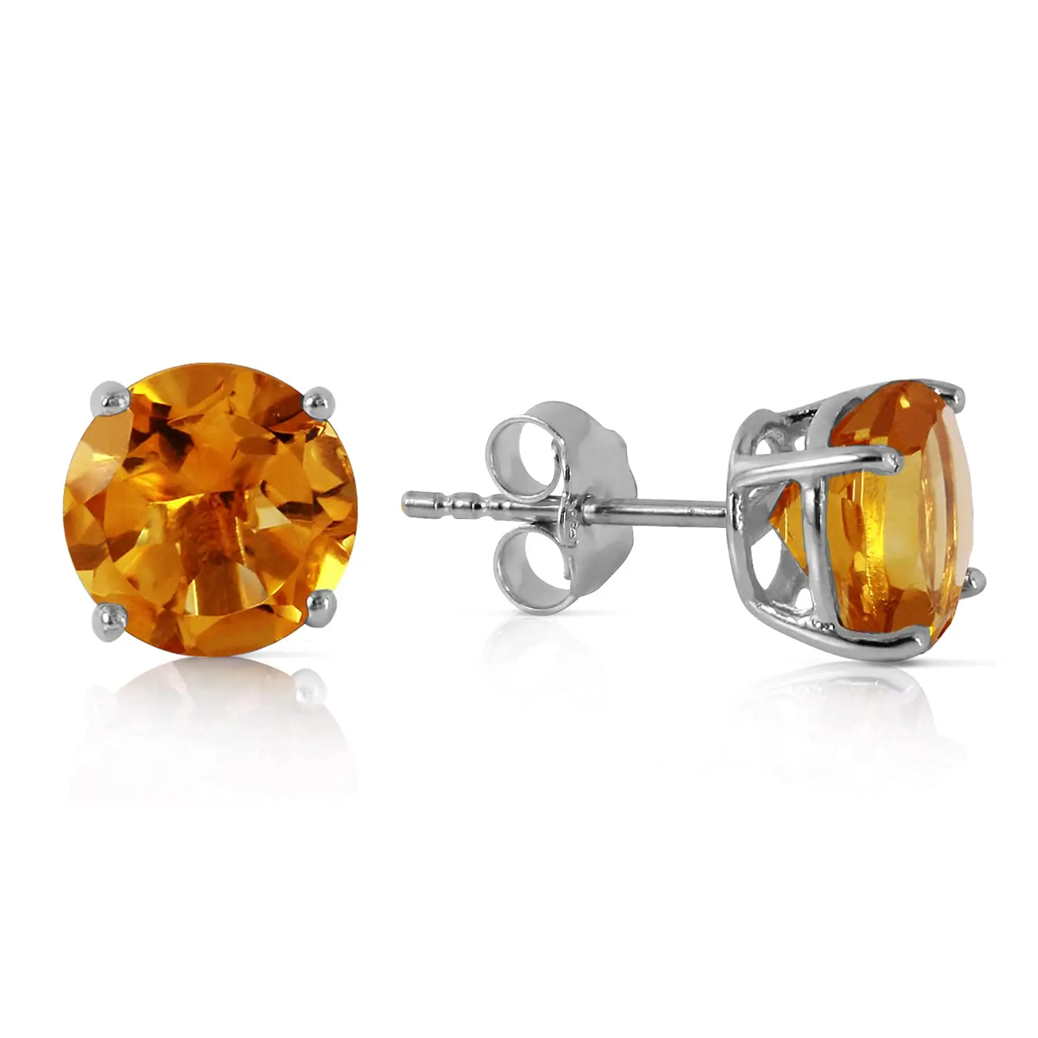 3.9 Carat 14k Solid White Gold Citrine Stud Earrings