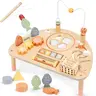 Joyreal Wooden Activity Table Busy Board for Toddler, with Fishing Game Bead Maze Shape Sorter Montessori Toys, Christmas Gift for Kids, #backtoschool